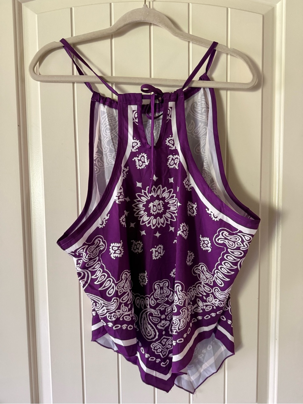 Handkerchief Style Halter Crop Top - Picture 3 of 7